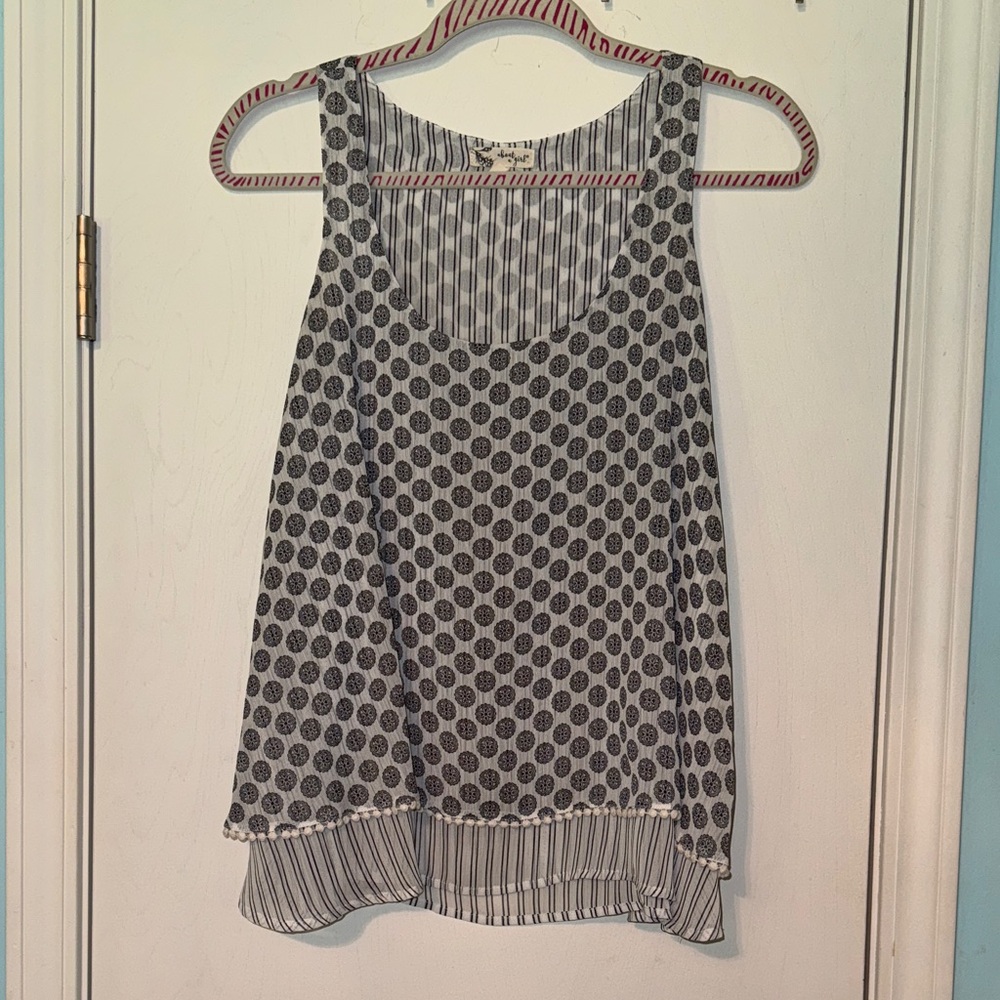 About A Girl Black and White‎ Polka Dot Tank Top DD